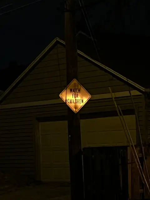 Silent sentinel in the nighttime glow.